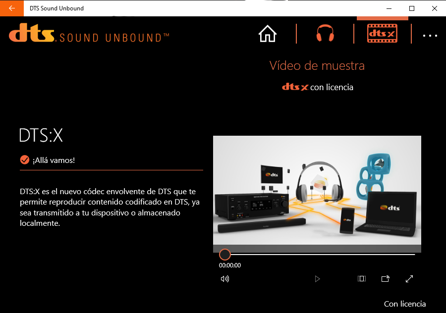 Captura de pantalla de DTS Sound Unbound
