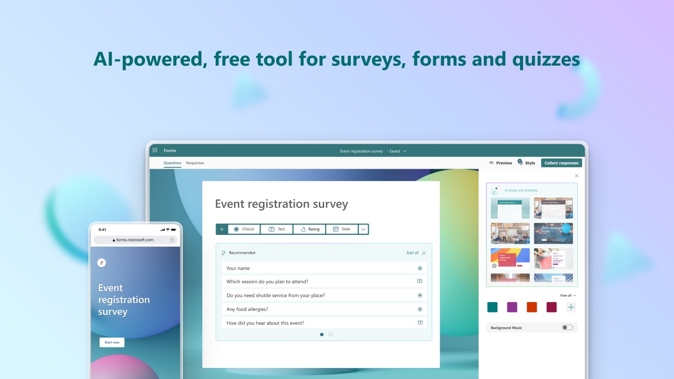 Captura de pantalla de Microsoft Forms