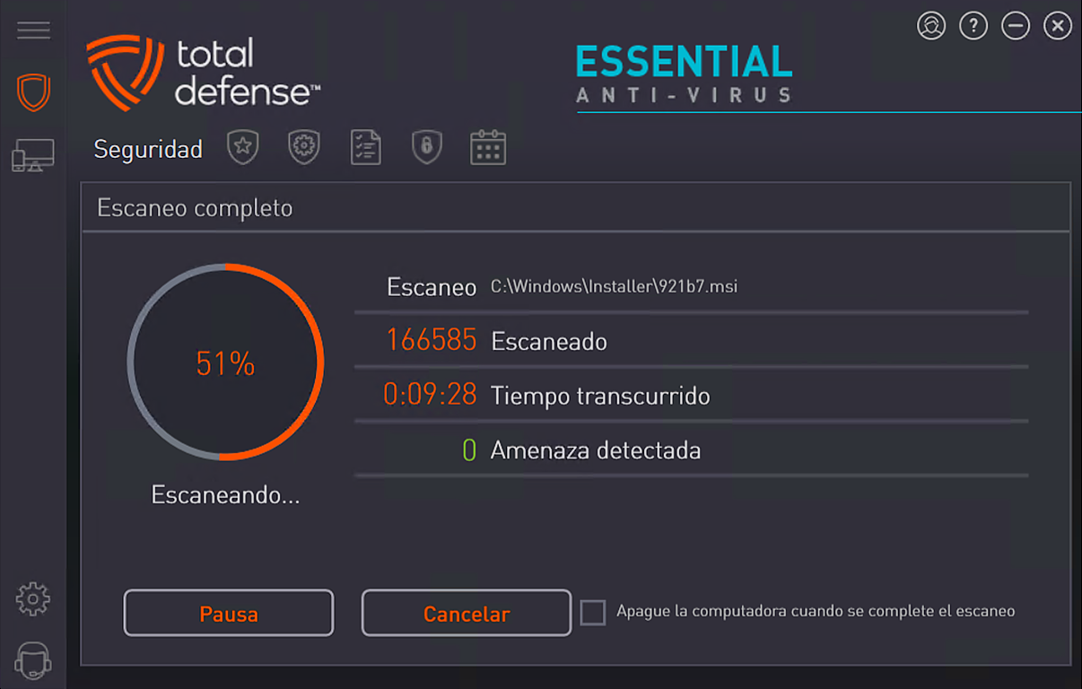 Captura de pantalla de Total Defense Essential Anti-Virus