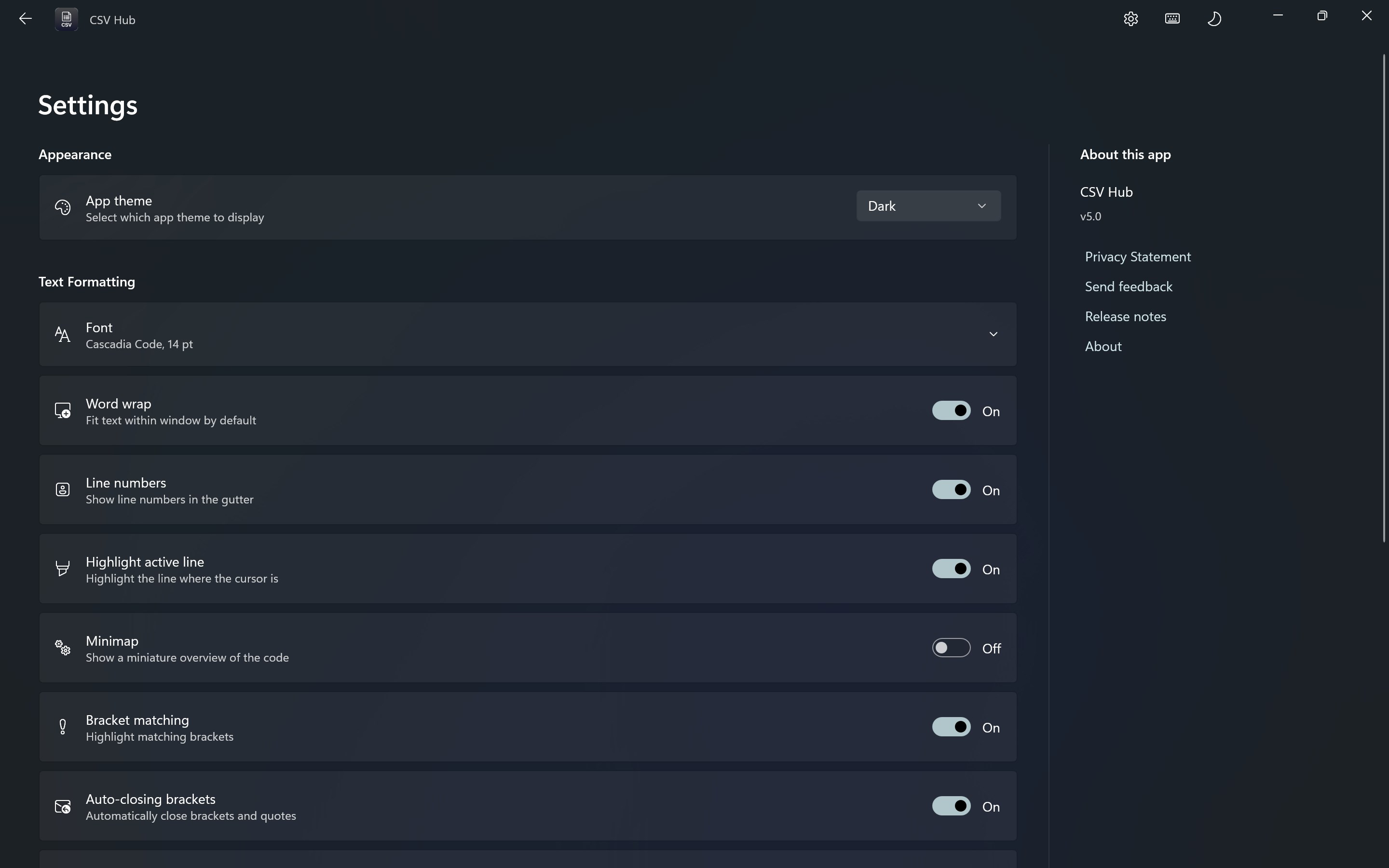 CSV Hub screenshot
