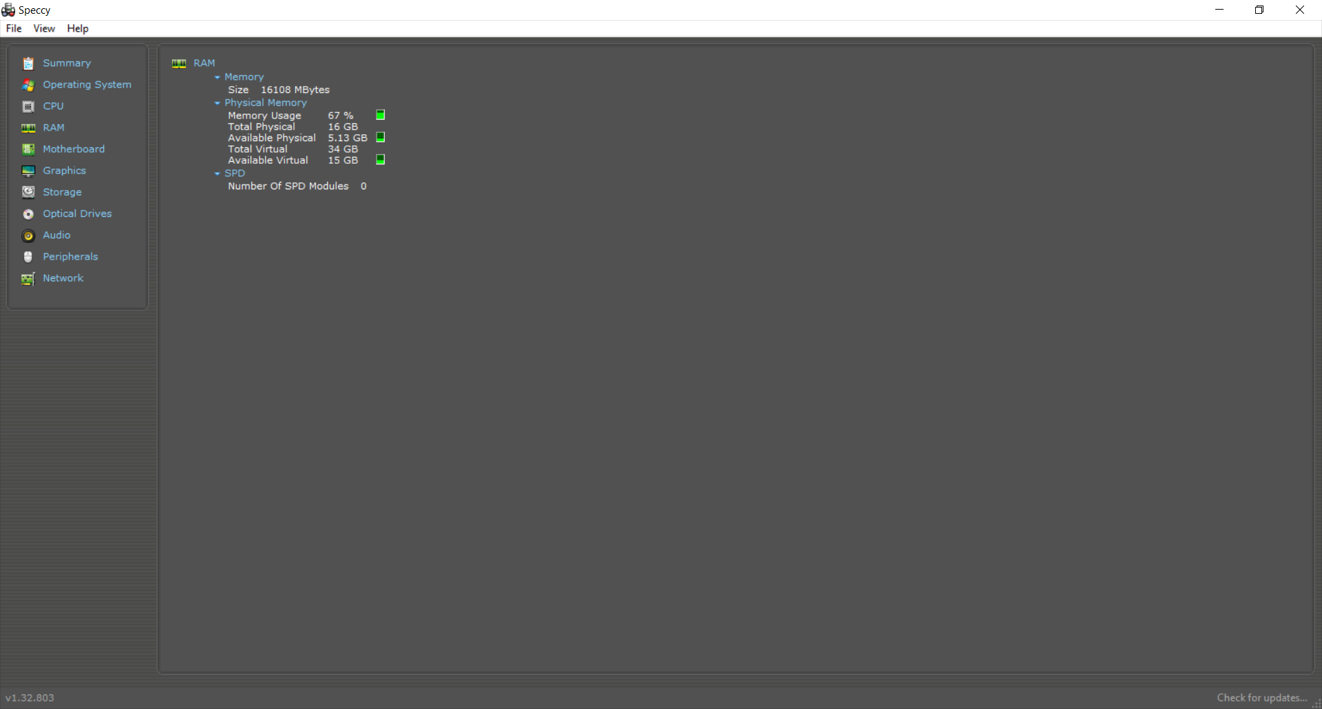 Captura de pantalla de Speccy