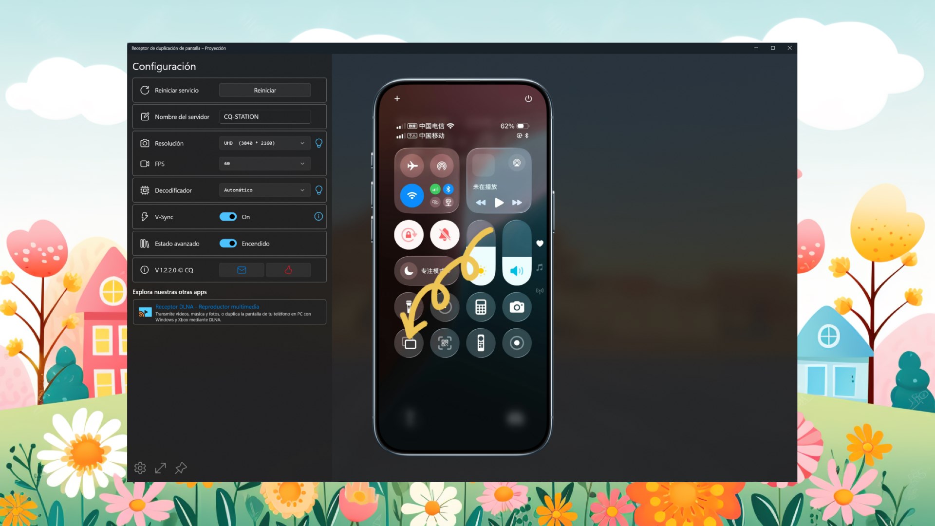 Captura de pantalla de Receptor de duplicación de pantalla – Proyección