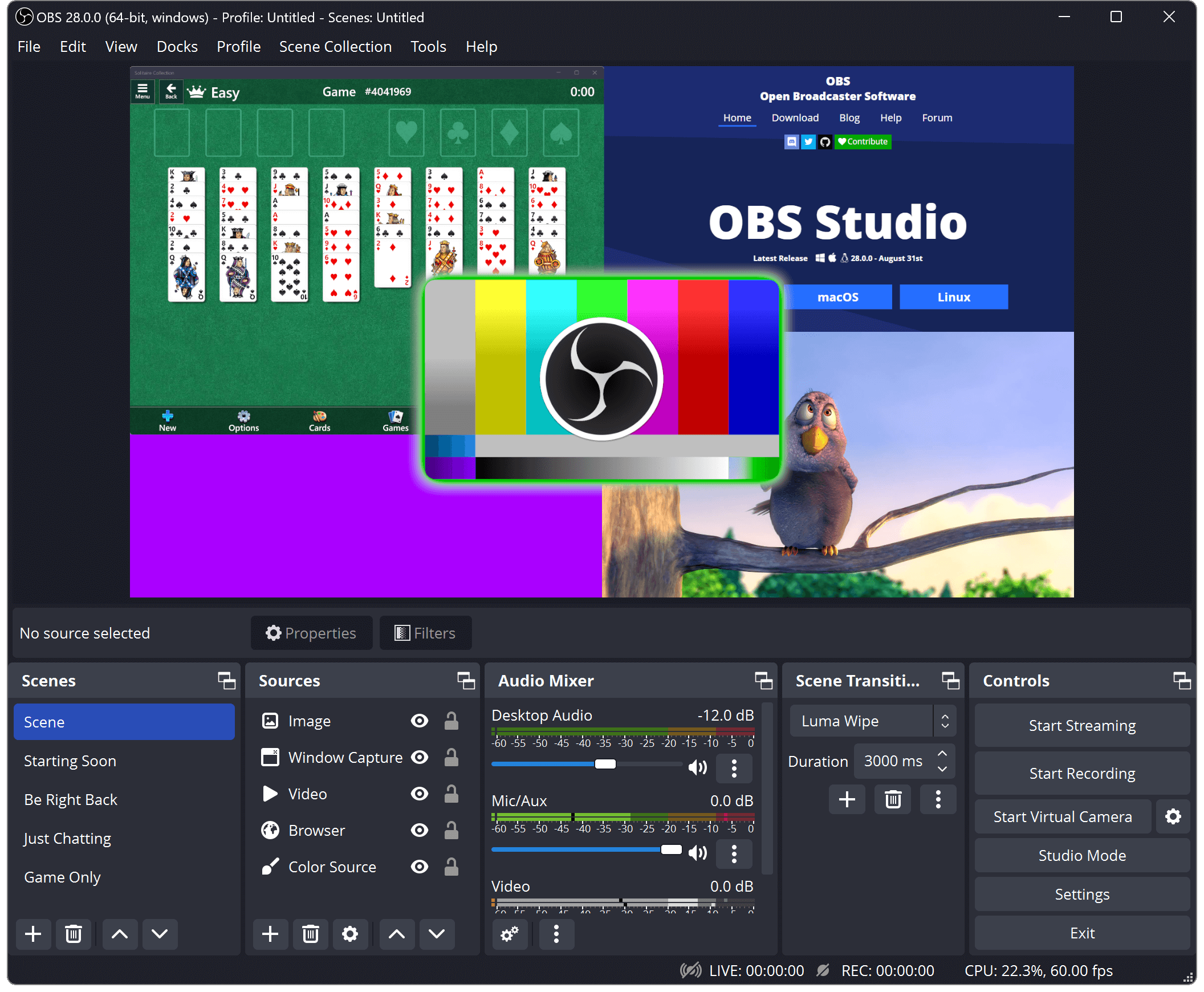 Captura de pantalla de OBS Studio