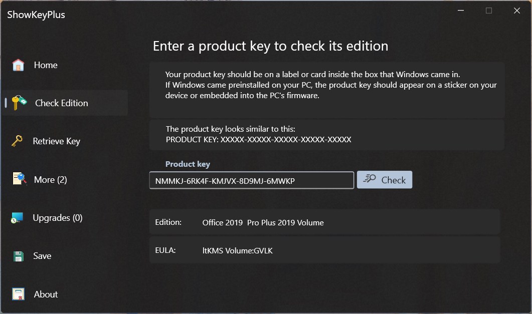 Captura de pantalla de ShowKeyPlus