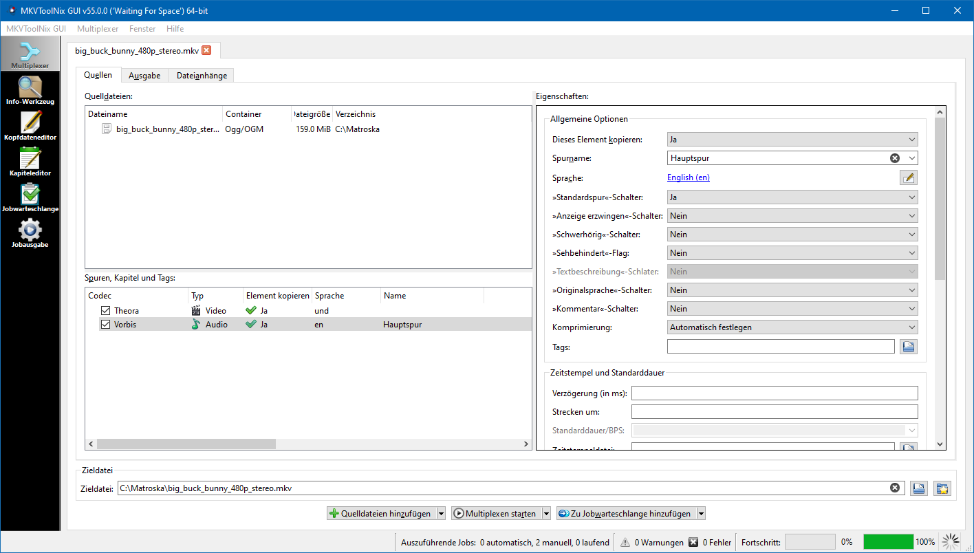 MKVToolNix Screenshot
