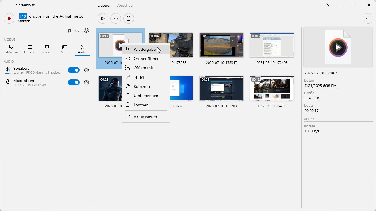 Screenbits - Screen Recorder (Bildschirmaufnahme) Screenshot