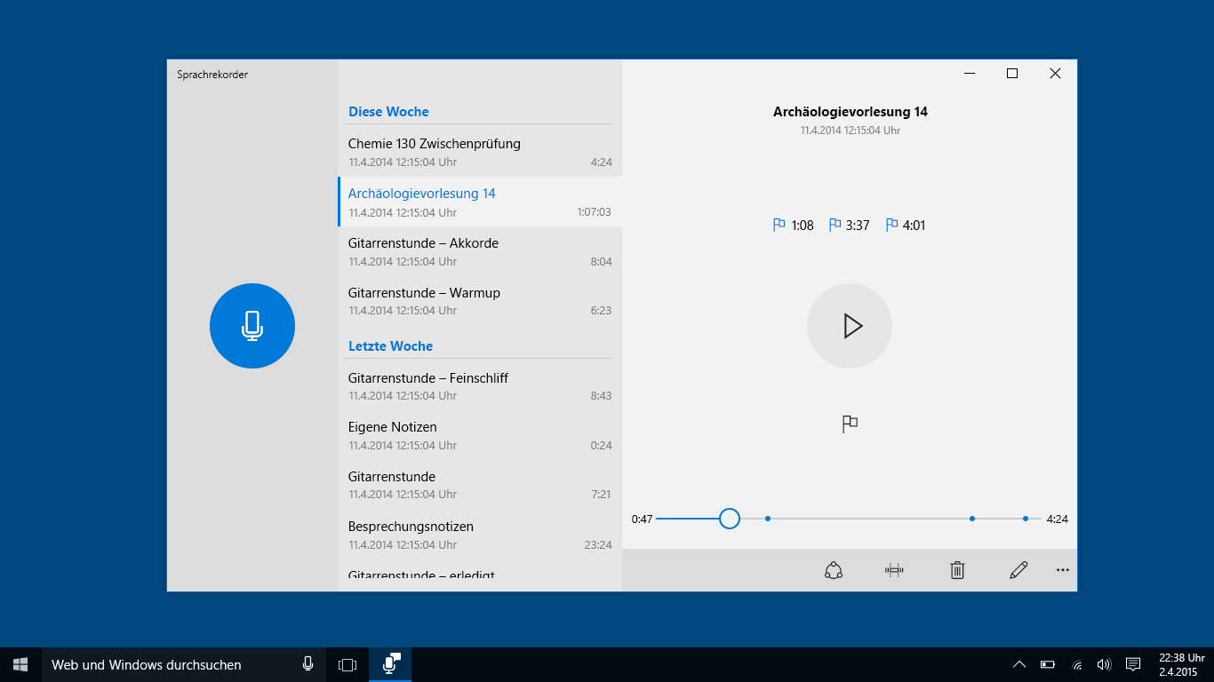 Windows-Sprachrekorder Screenshot