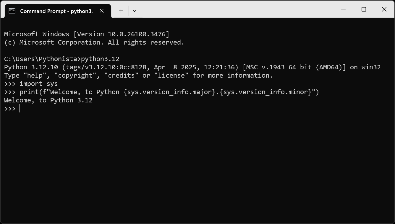 Captura de pantalla de Python 3.12