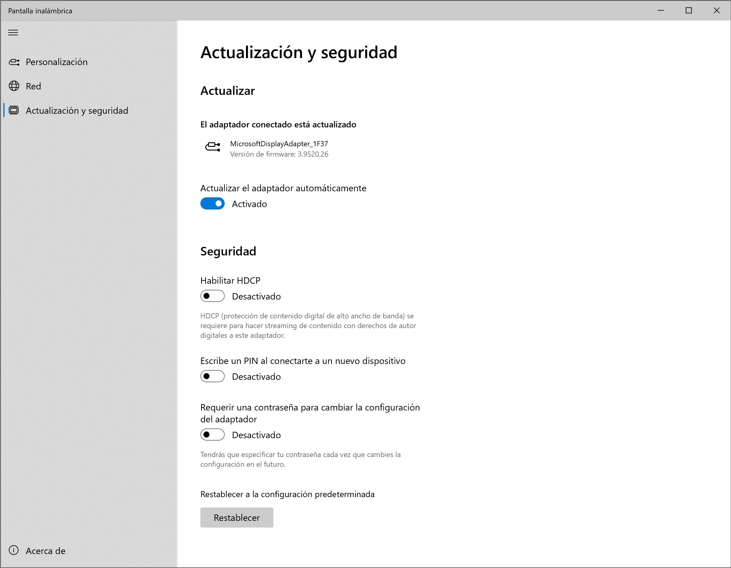 Captura de pantalla de Pantalla inalámbrica Microsoft