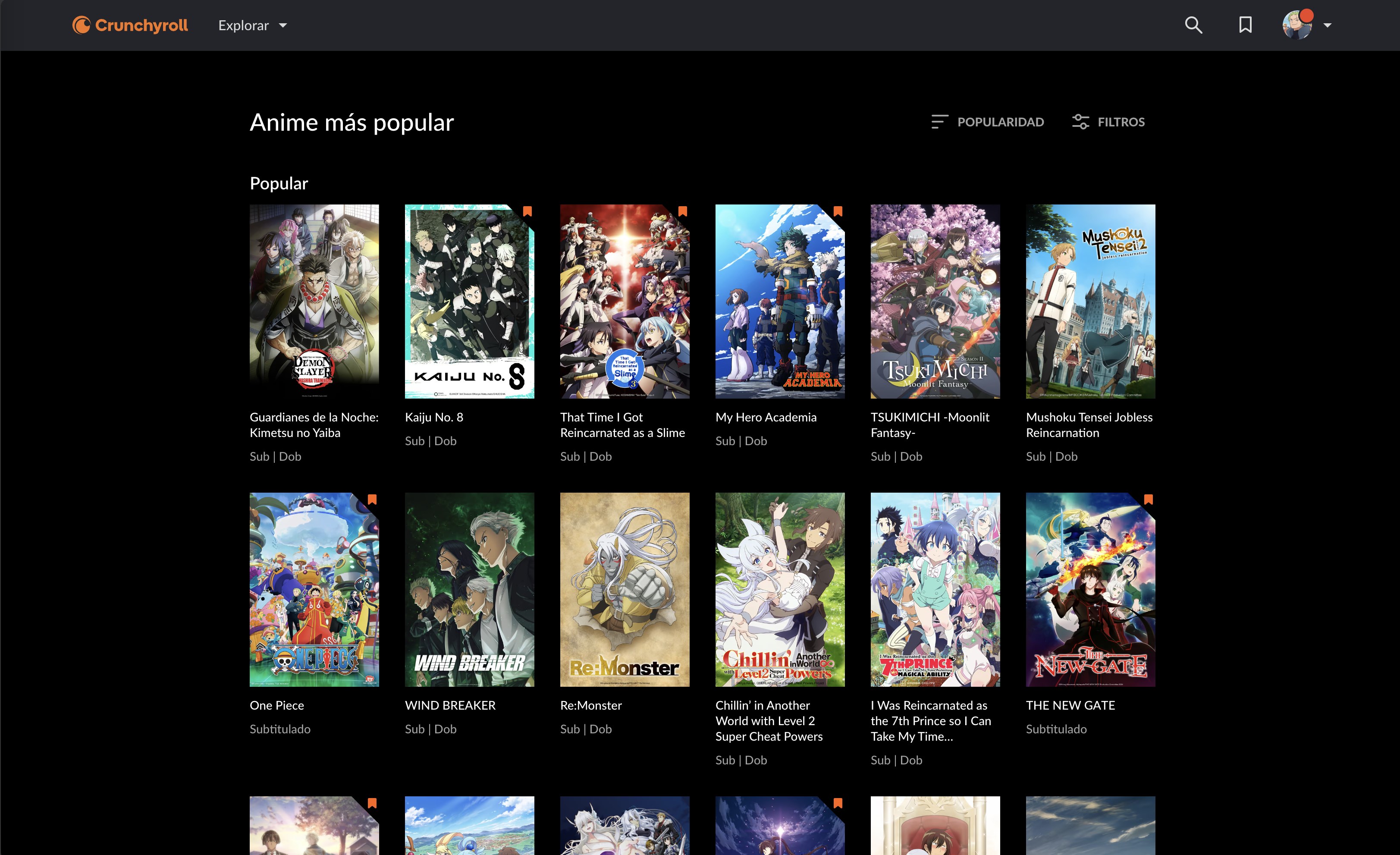 Captura de pantalla de Crunchyroll