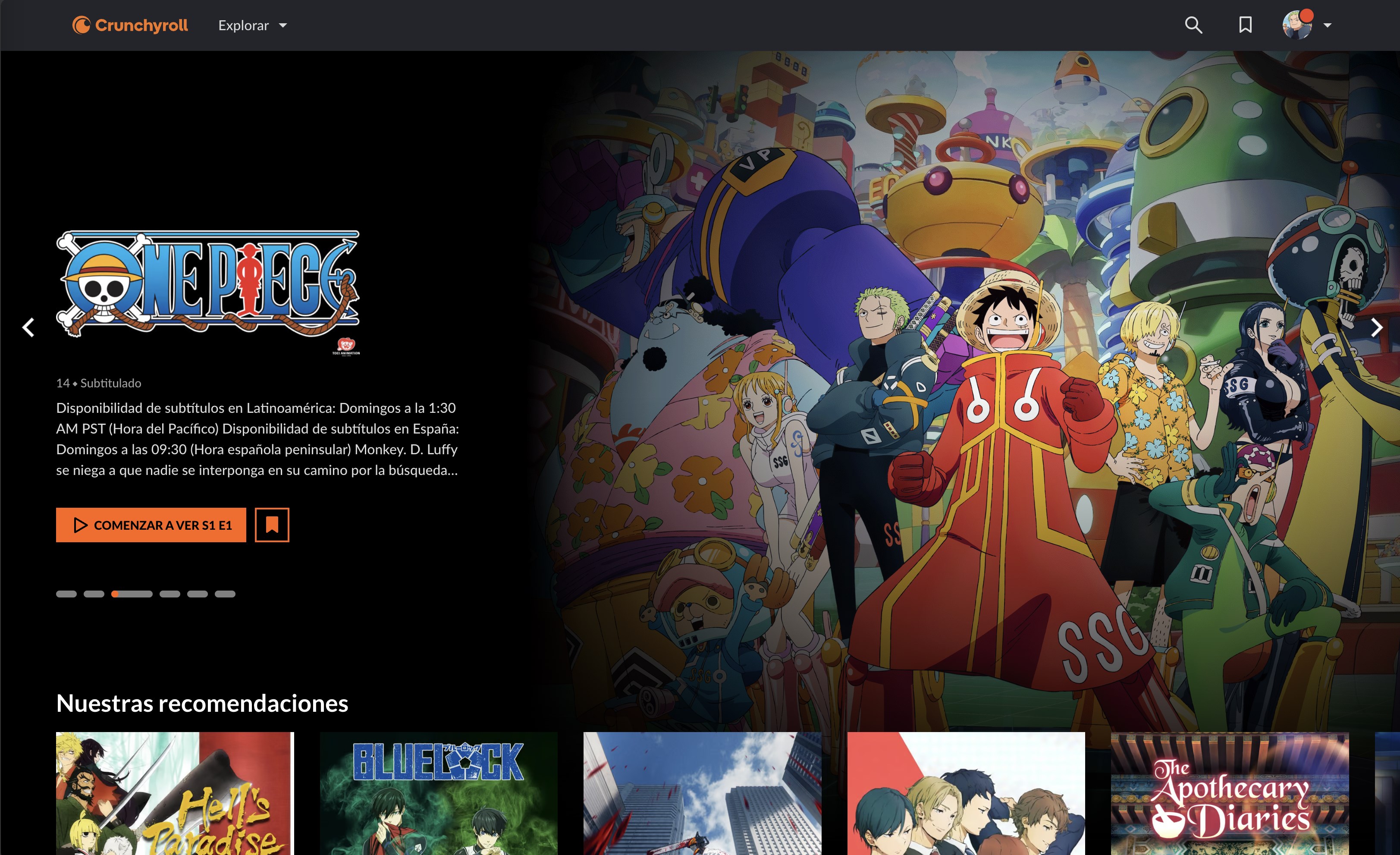 Captura de pantalla de Crunchyroll