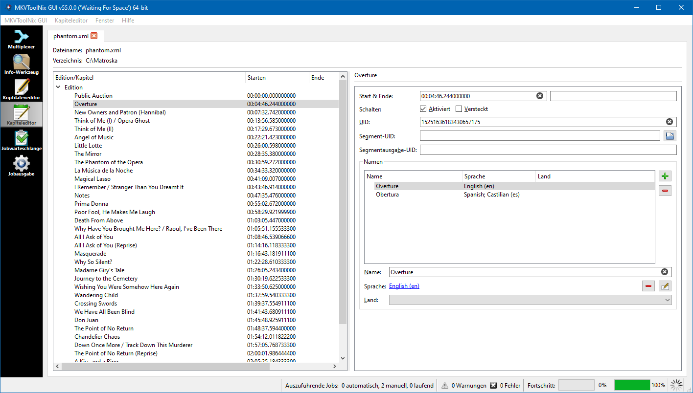 MKVToolNix Screenshot