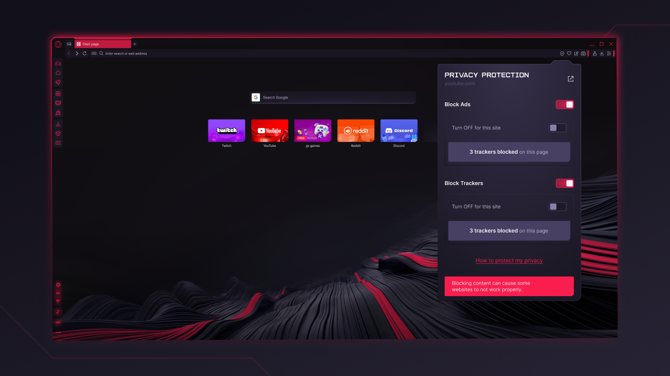 Opera GX screenshot