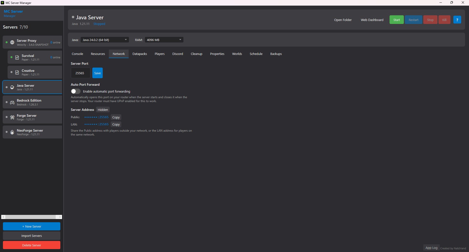 MC Server Manager Screenshot