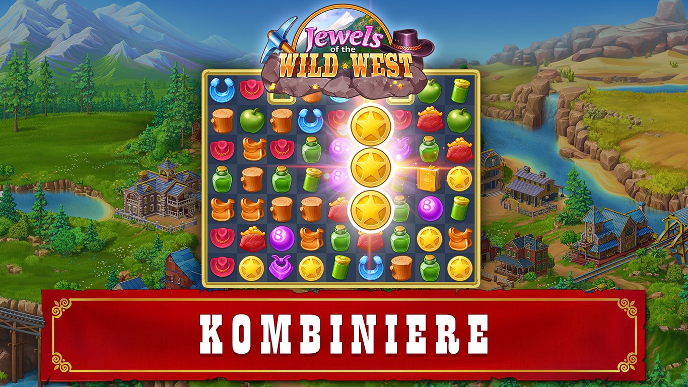 Jewels of the Wild West Match 3: Drei Gewinnt Spiele Screenshot
