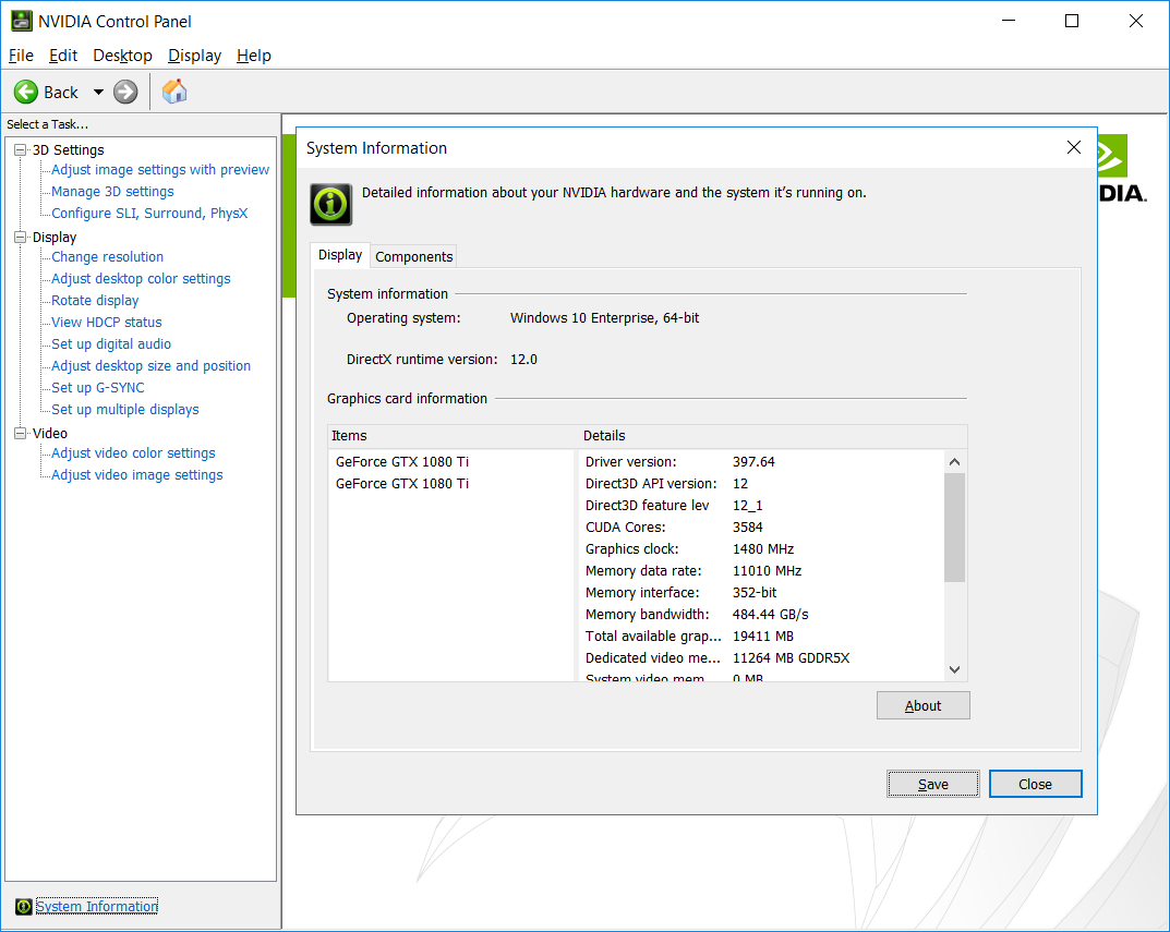 NVIDIA Control Panel screenshot