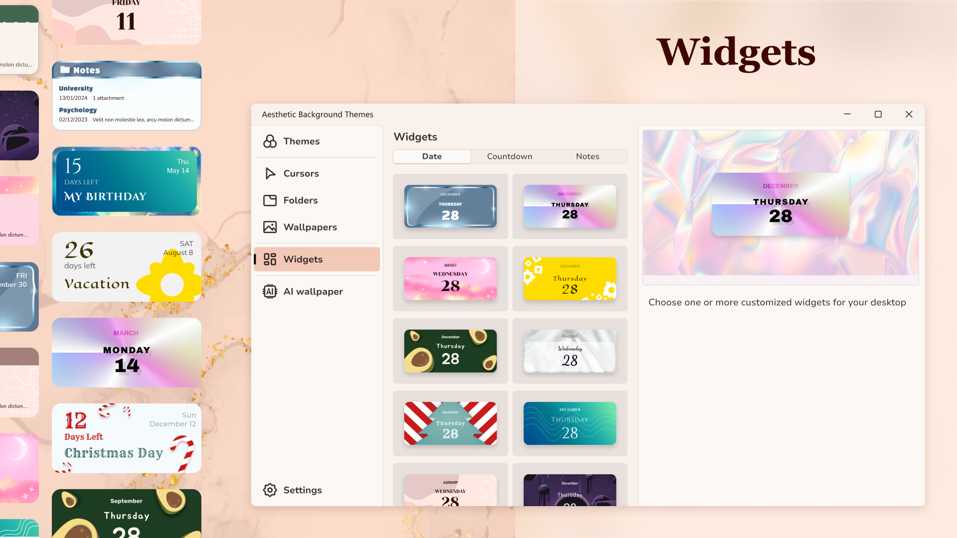 Captura de pantalla de Temas del Escritorio HD — Themes Customizer