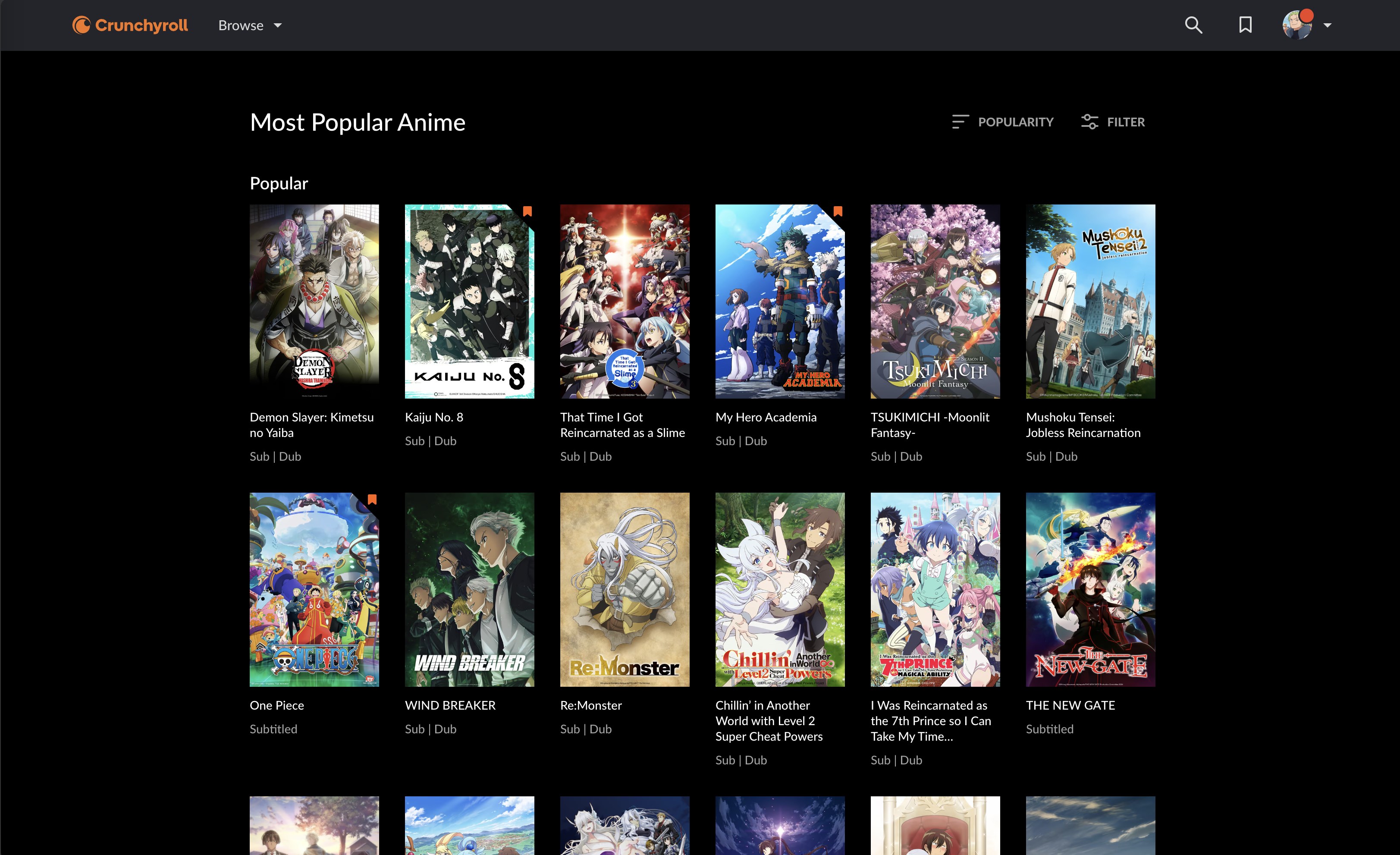 Crunchyroll screenshot