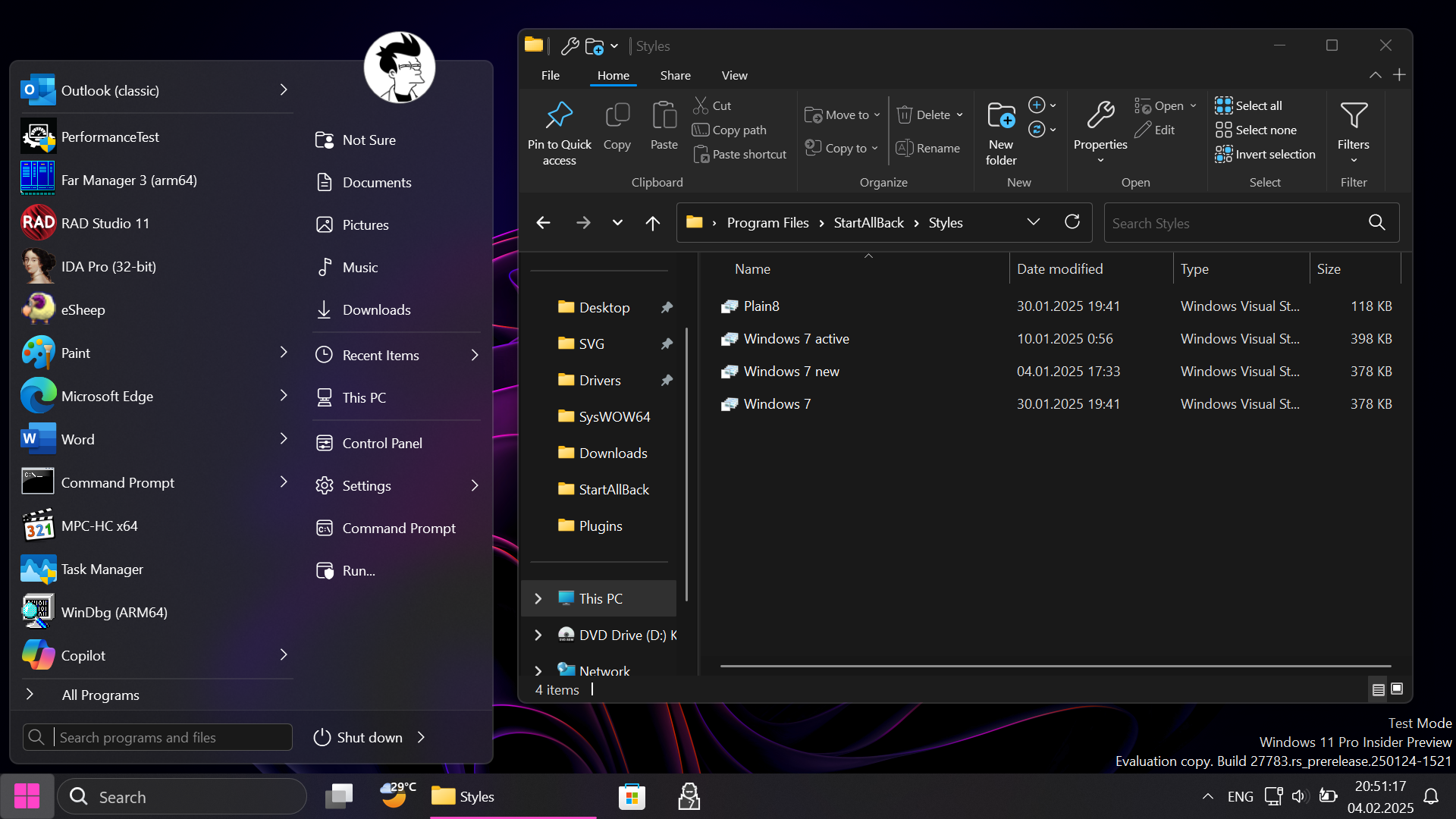 Captura de pantalla de StartAllBack