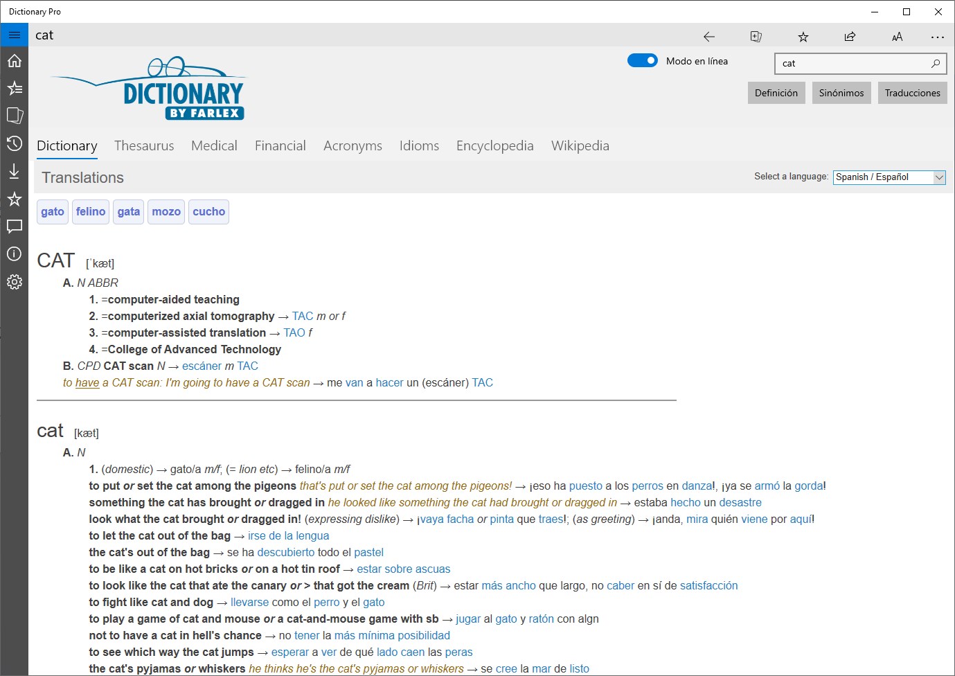 Captura de pantalla de Dictionary Pro by Farlex