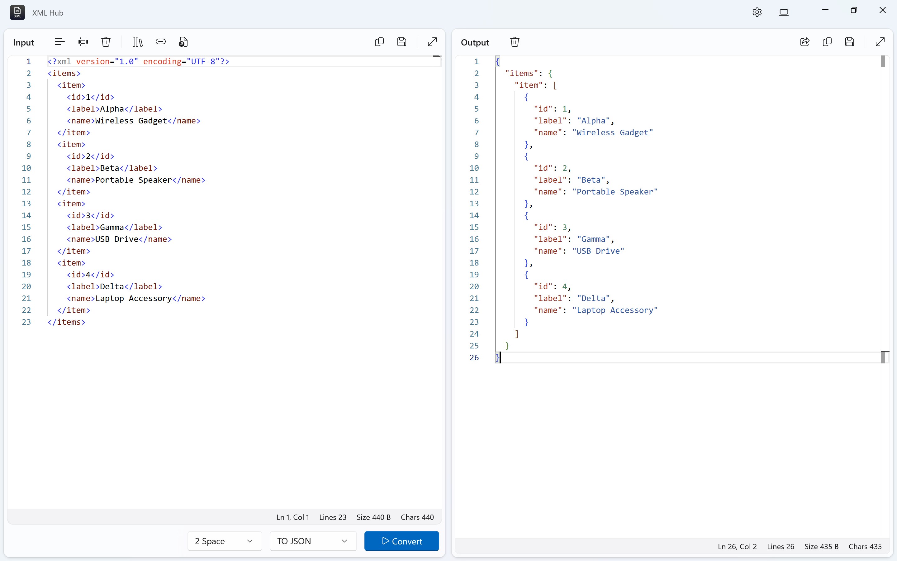 XML Hub screenshot