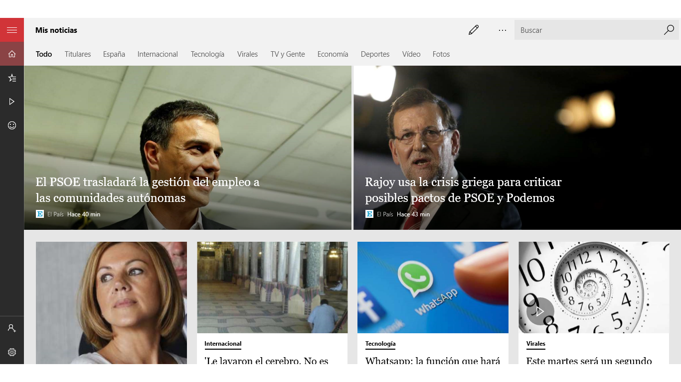 Captura de pantalla de Microsoft News: Noticias destacadas en español