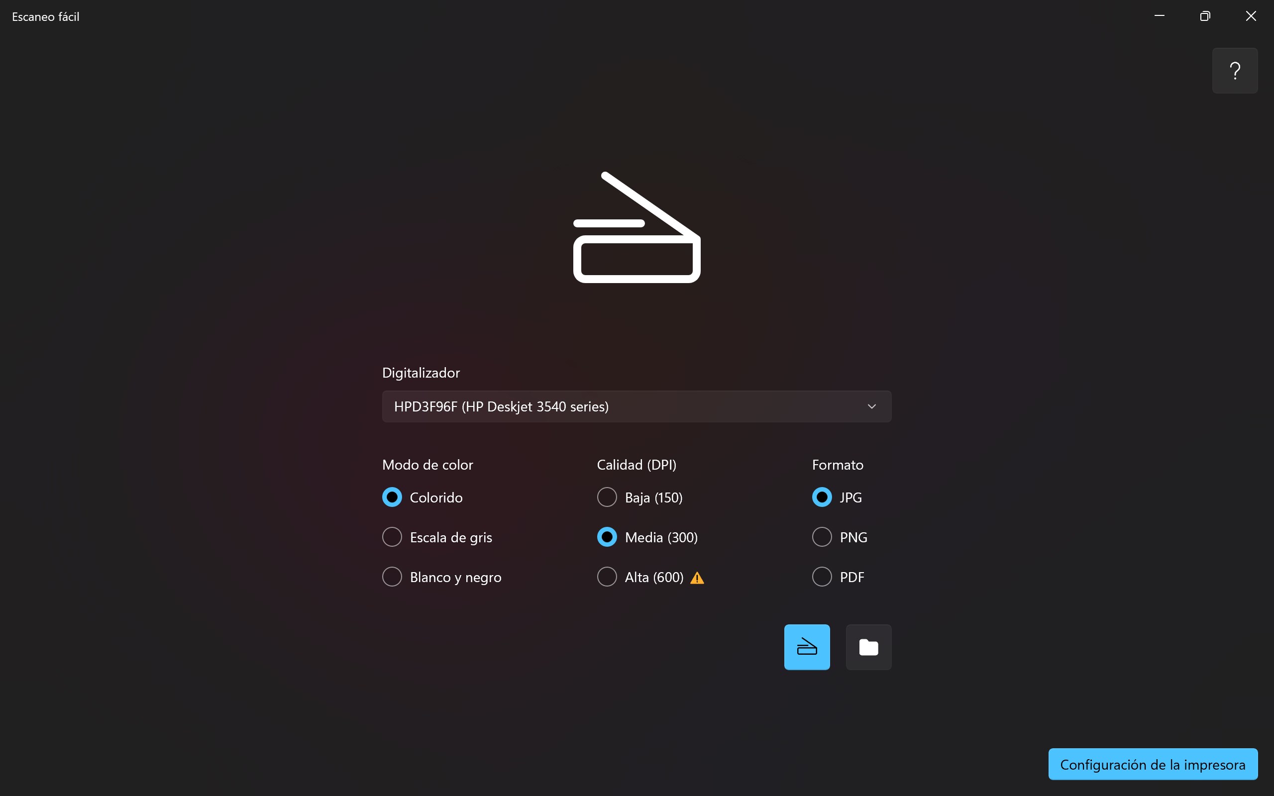 Captura de pantalla de Escaneo fácil
