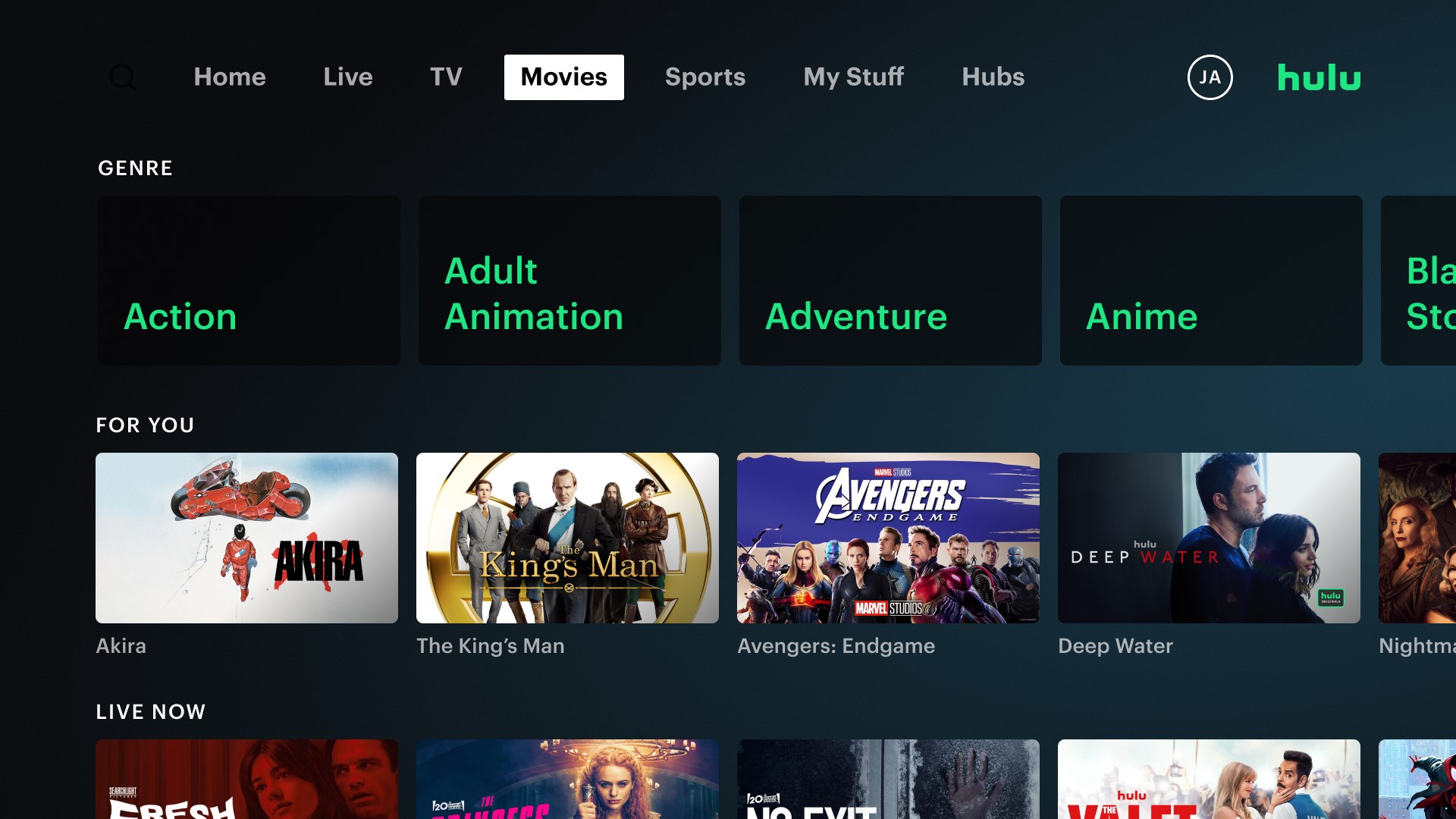 Hulu screenshot