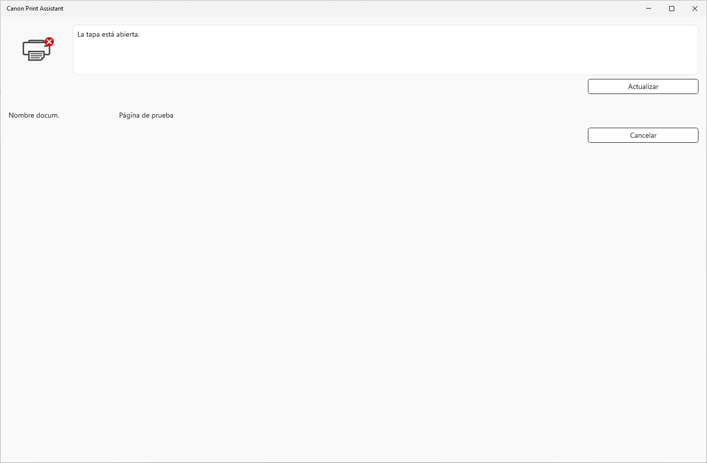 Captura de pantalla de Canon Print Assistant