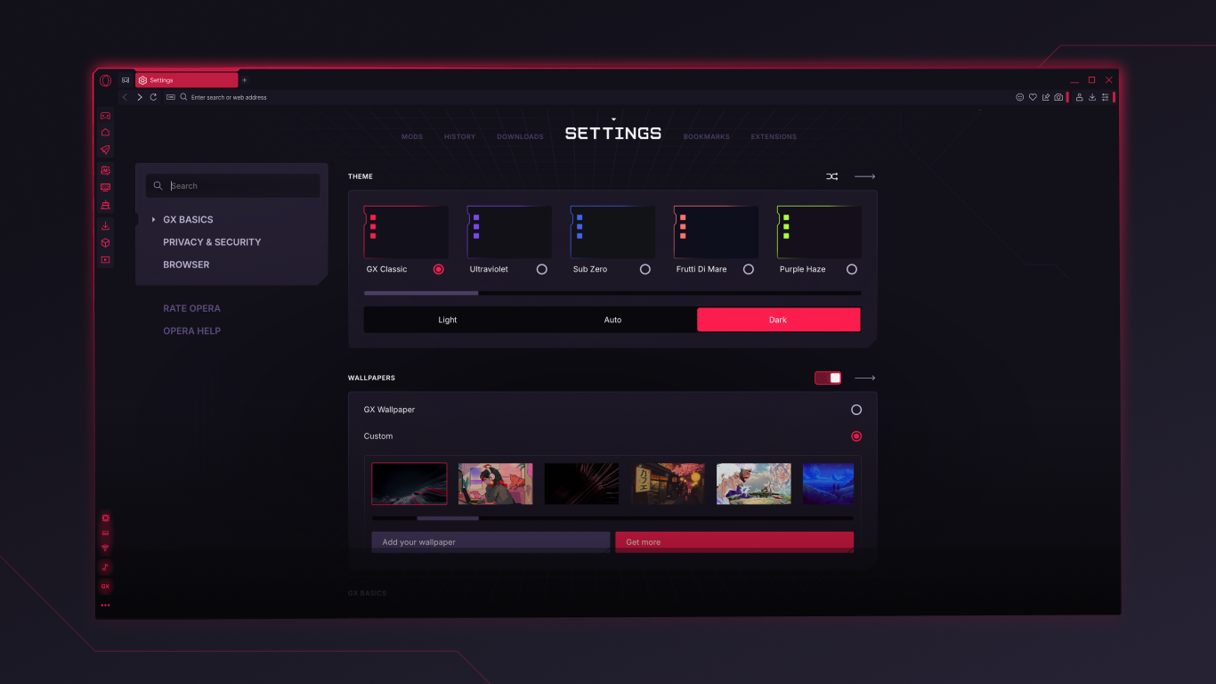 Opera GX screenshot