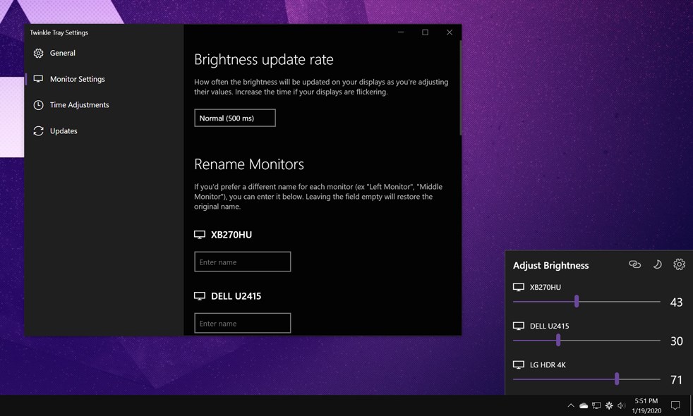 Captura de pantalla de Twinkle Tray: Brightness Slider