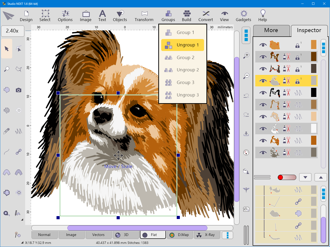Captura de pantalla de Software de bordado Embird