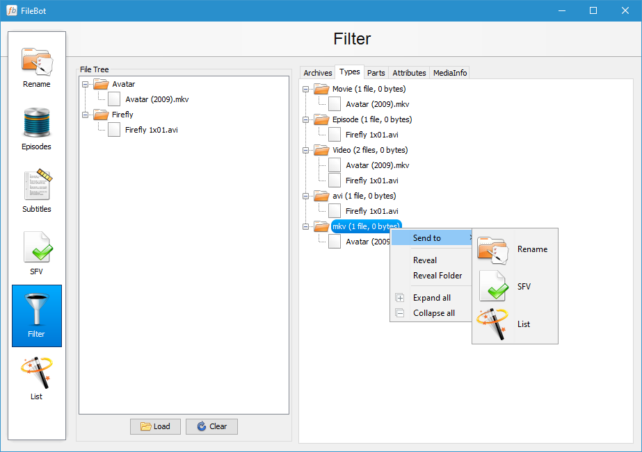 Captura de pantalla de FileBot