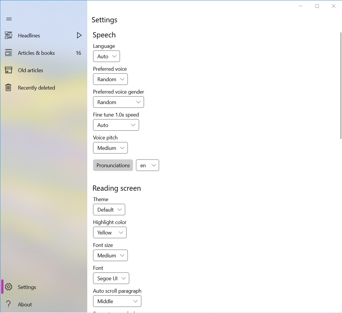 Speech Central: Voice Reader screenshot