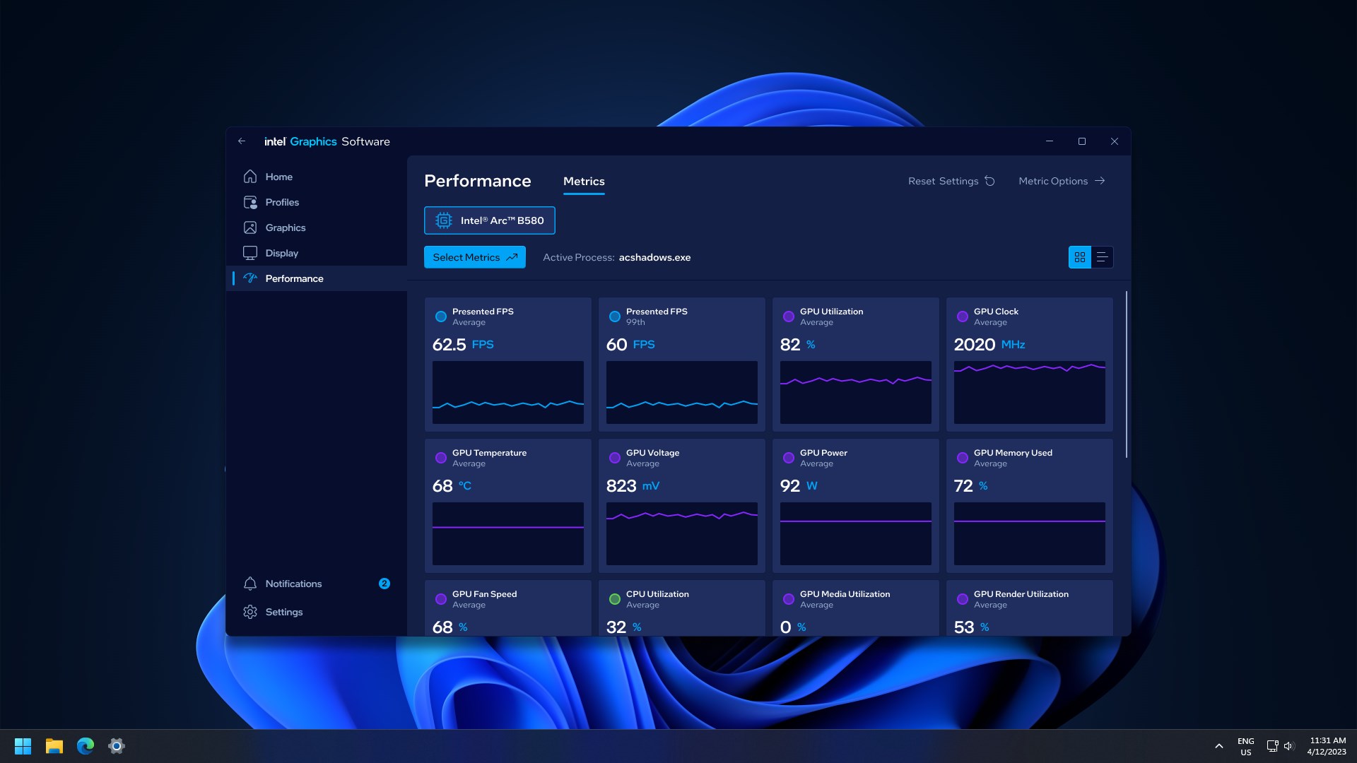 Intel® Graphics Software screenshot