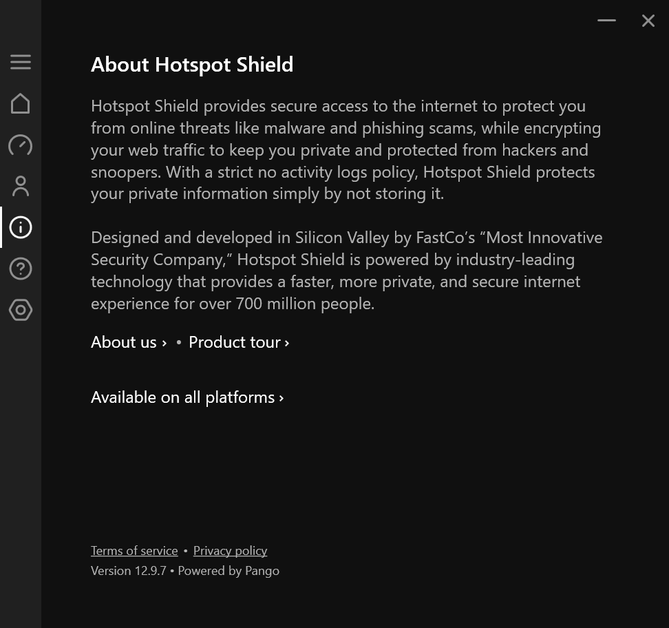 Captura de pantalla de Hotspot Shield - VPN