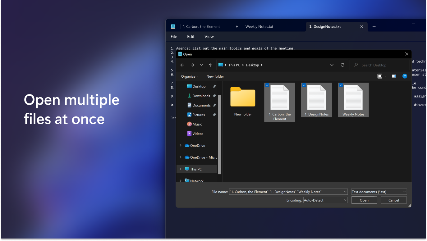 Captura de pantalla de Windows Notepad