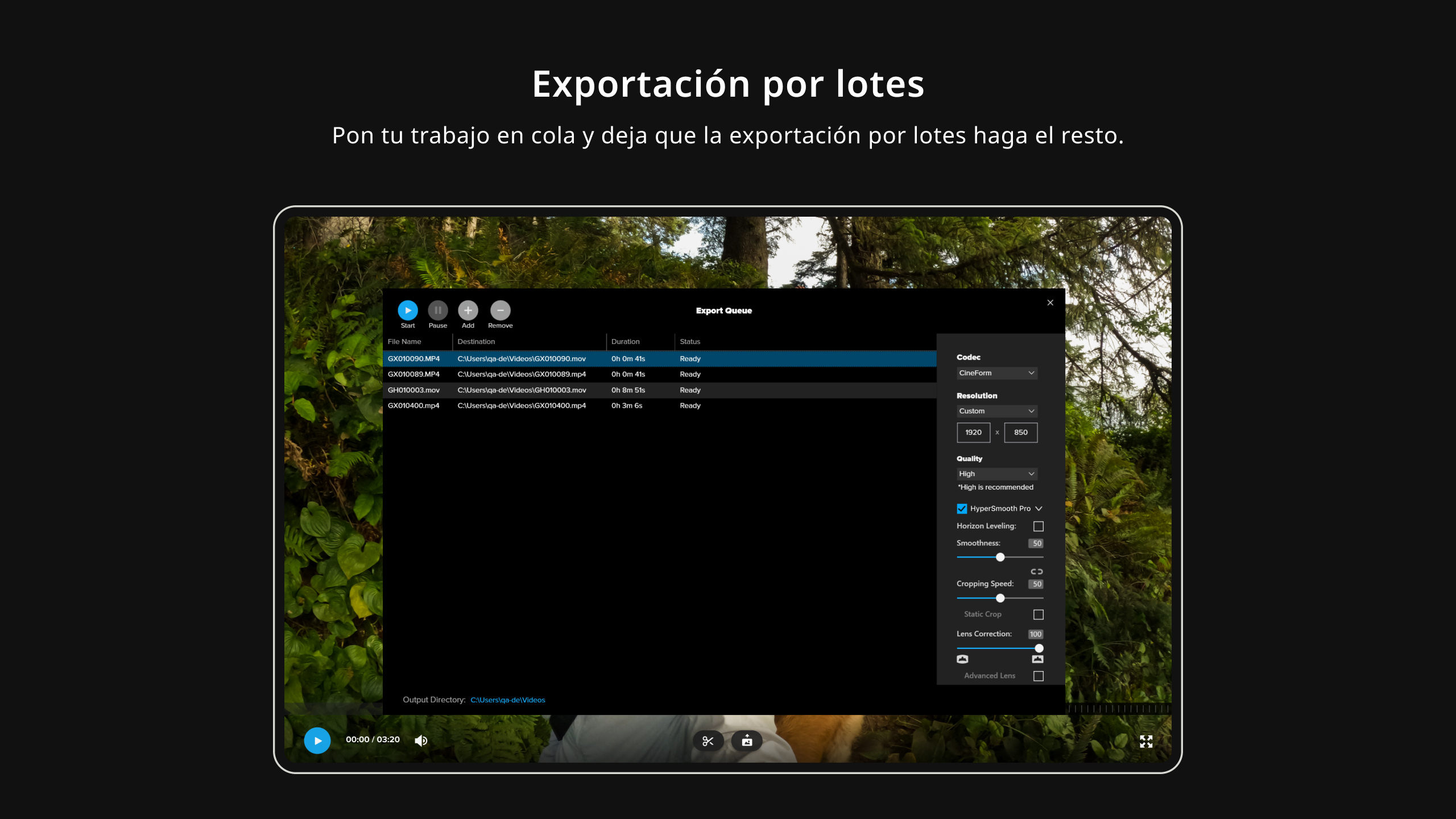 Captura de pantalla de GoPro Player