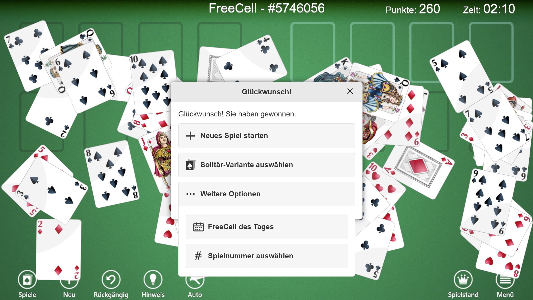 FreeCell Solitär Screenshot