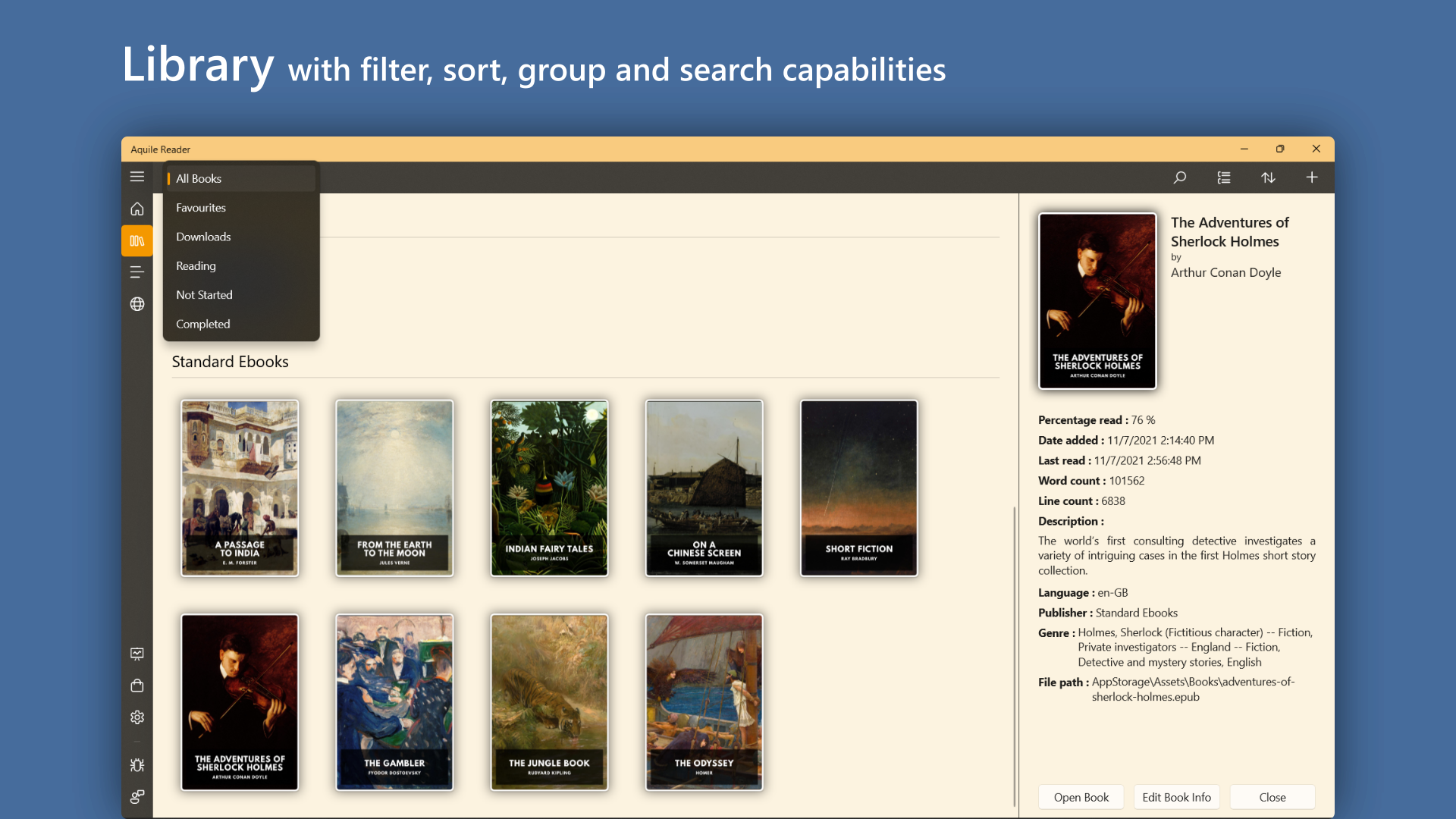 Aquile Reader - Epub Pdf - Modern ebook reader Screenshot