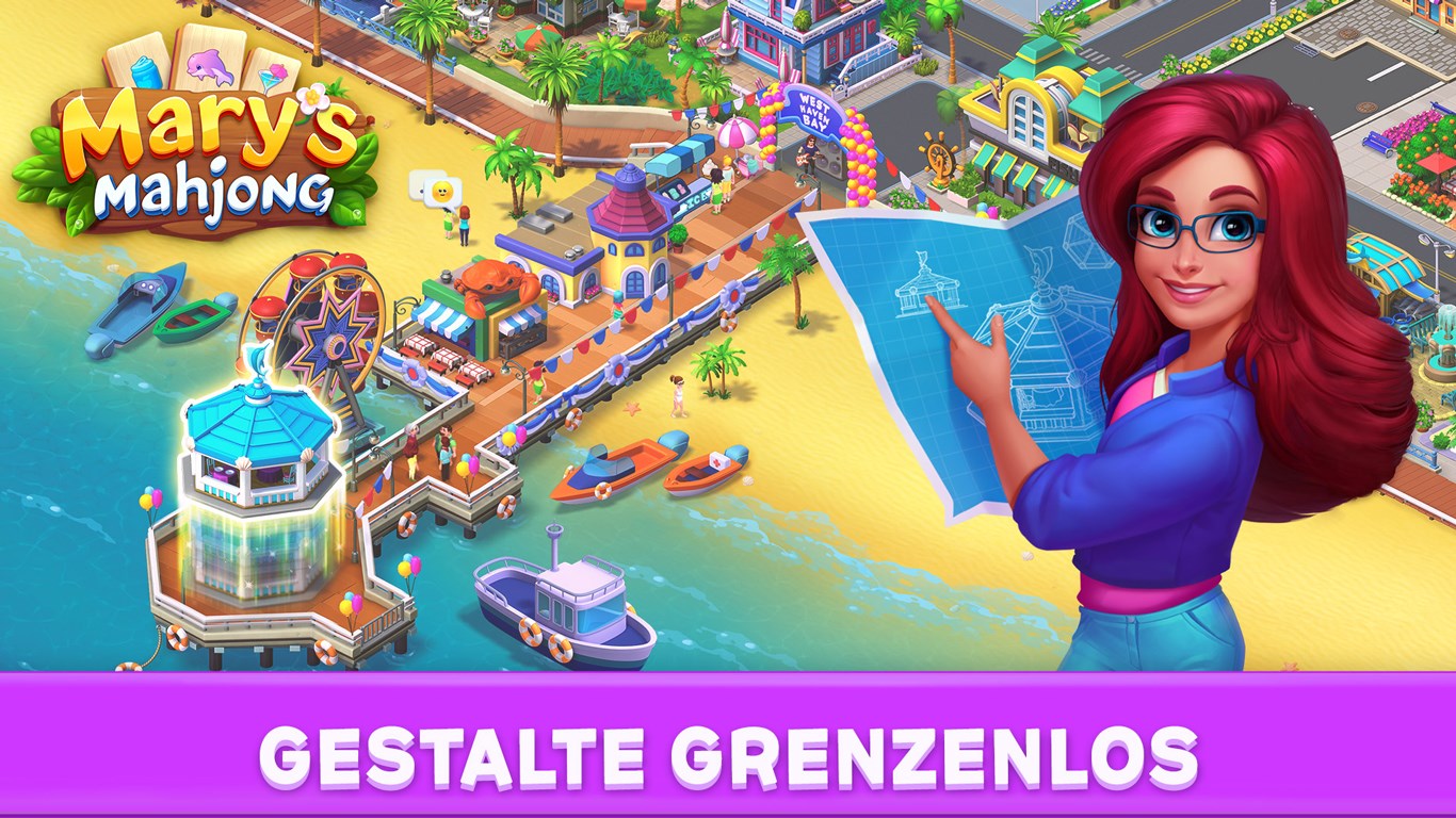 Mary's Mahjong: Städte Renovieren und Design Spiele Screenshot