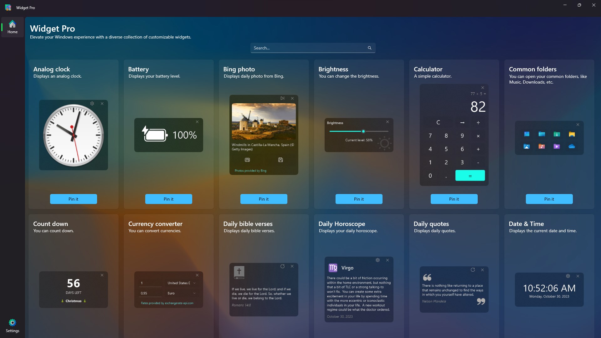 Widget Pro screenshot