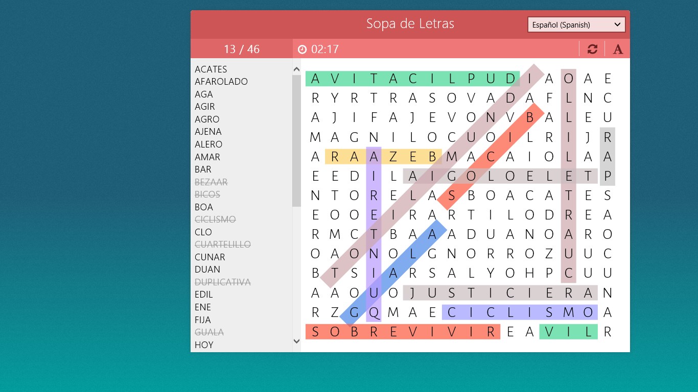 Captura de pantalla de Sopa de Letras