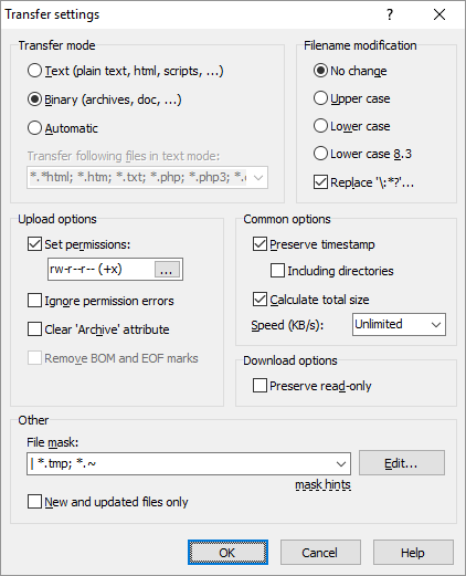 WinSCP screenshot