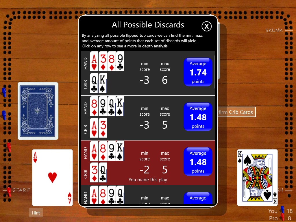 Captura de pantalla de Cribbage Classic