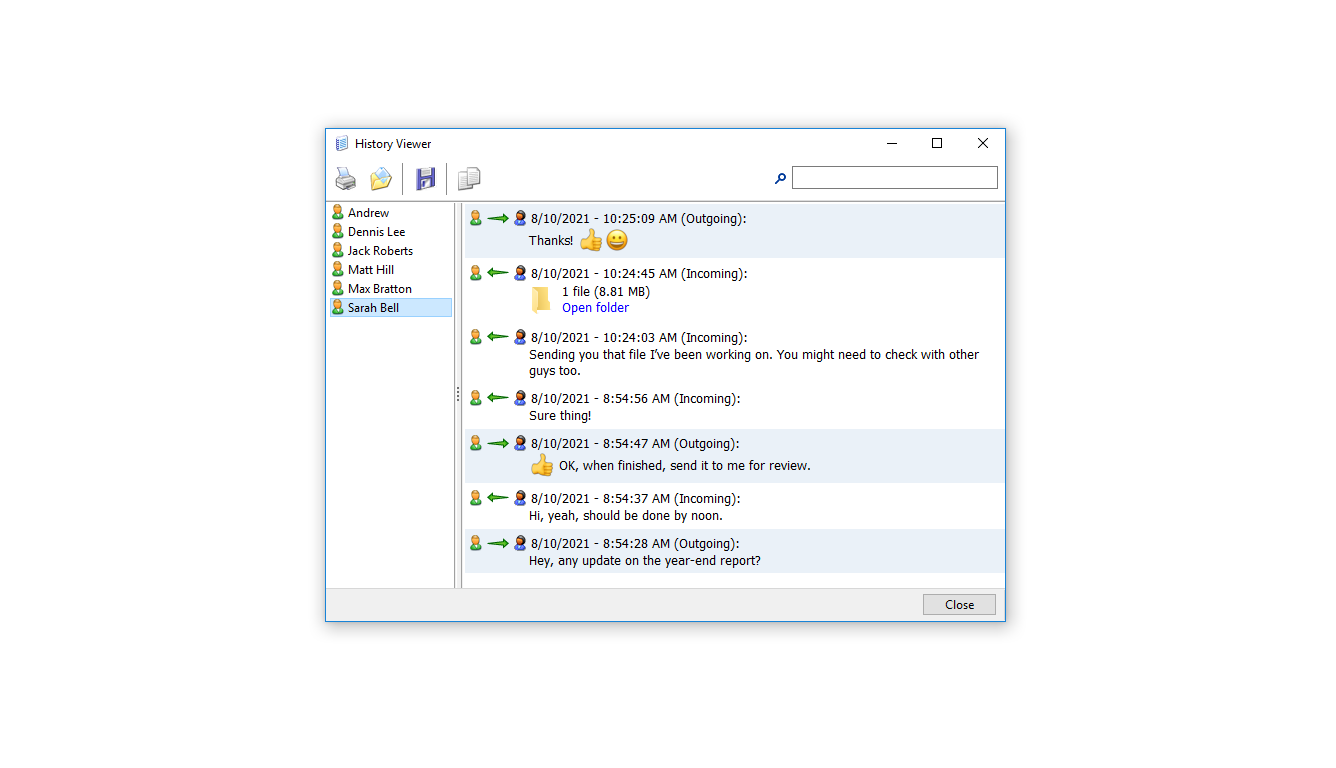 Captura de pantalla de Softros LAN Messenger
