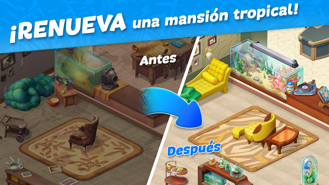 Captura de pantalla de Hawaii Match-3 Mania: House Decorating Game