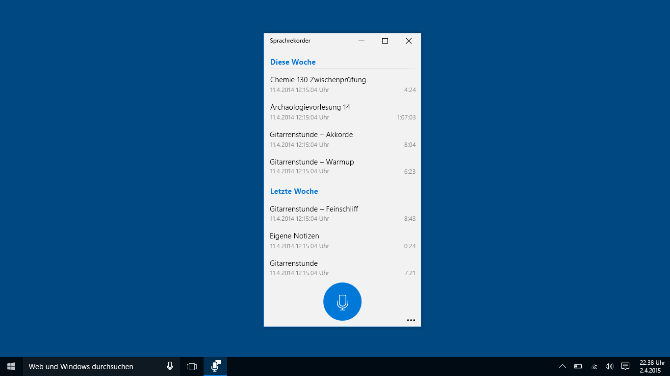 Windows-Sprachrekorder Screenshot