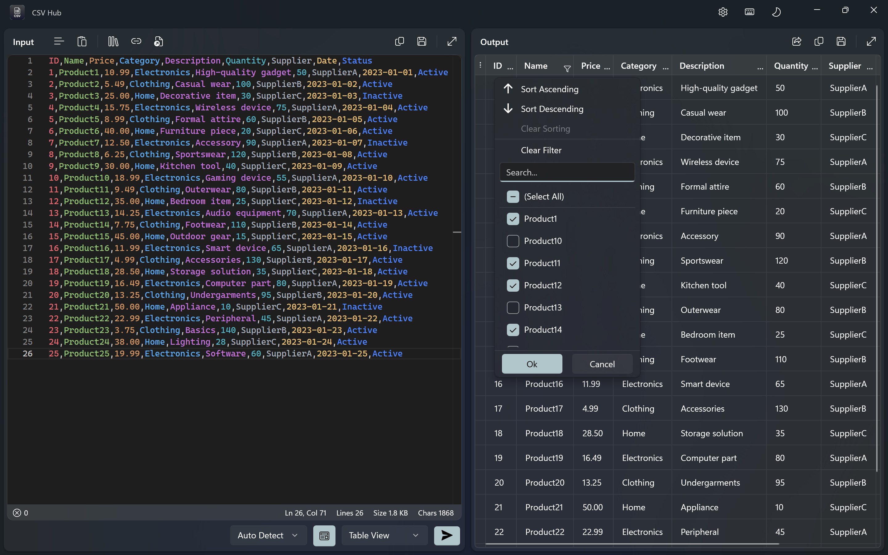 CSV Hub screenshot