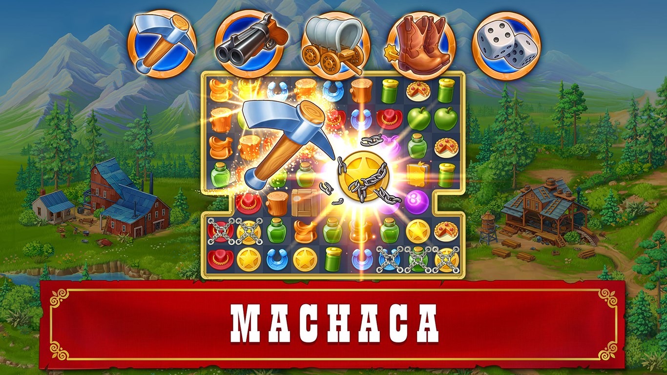Captura de pantalla de Jewels of the Wild West: juego de combinar gemas